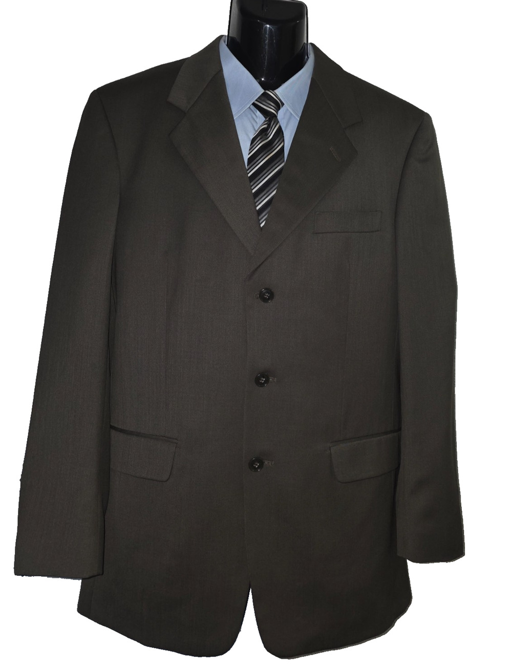 Albert Nipon Men’s Charcoal Wool Suit Jacket Double-Breasted L 40 M014A